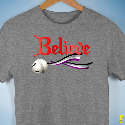 Believe Asexual Pride Jingle Bell Premium Unisex T-Shirt - Grey Heather